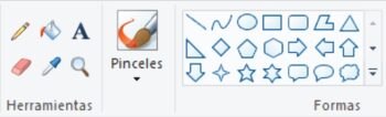 herramientas y formas en paint