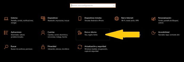 menu idioma configuracion