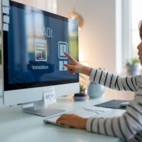 niño instalando una app