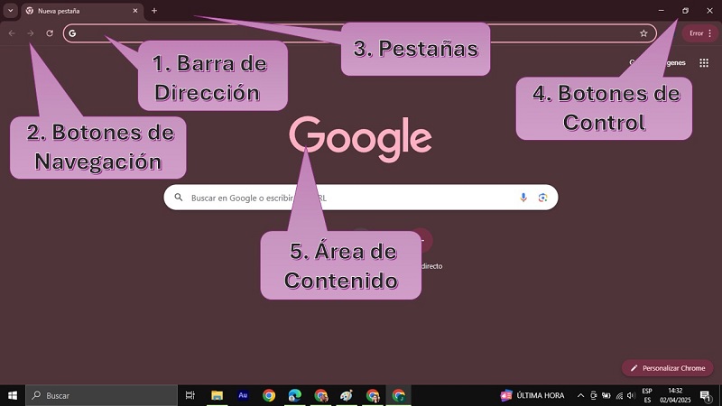 estructura ventana internet